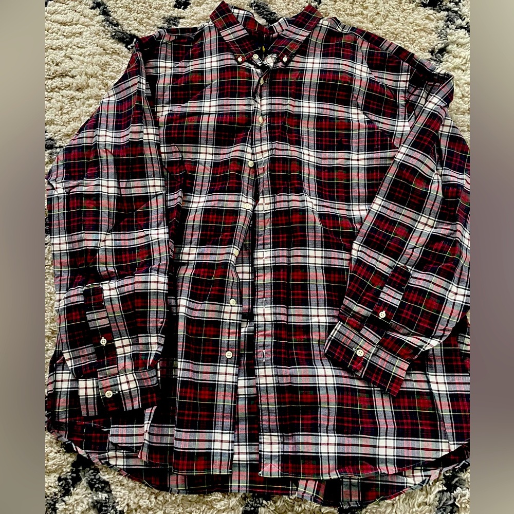 Brand New. Plaid Polo button down shirt. Size 3XB